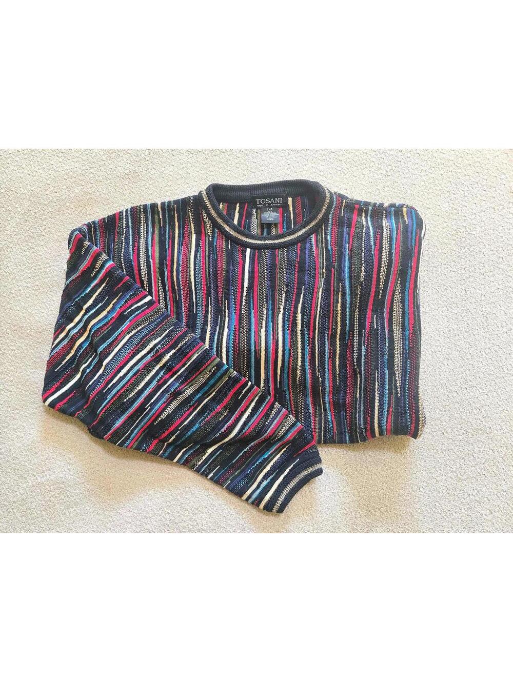 Tosani Sweater L | Striped Style Textured Knit